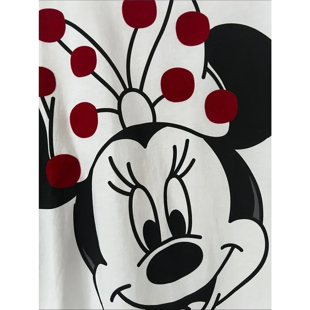 Like New! Kate Spade Disney White Minnie Mouse Polka Dot Tee Red Bow Accents L